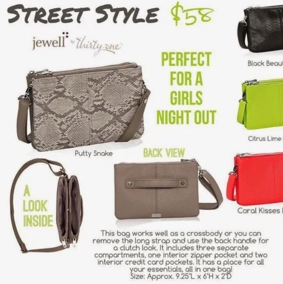 thirty one Bags Nwot Thirtyone Street Style Putty Snake Crossbody Poshmark